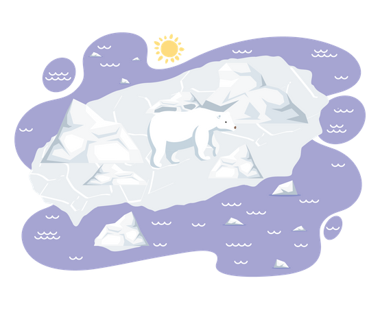 Polar being suffering from ice melting  Illustration