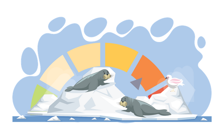 Polar seals suffering due to rising temperature Illustration