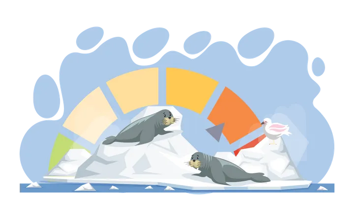 Polar seals suffering due to rising temperature Illustration