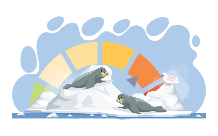 Polar seals suffering due to rising temperature  Illustration