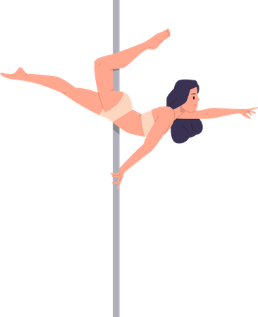 Pole dancer exercising on pylon  Illustration