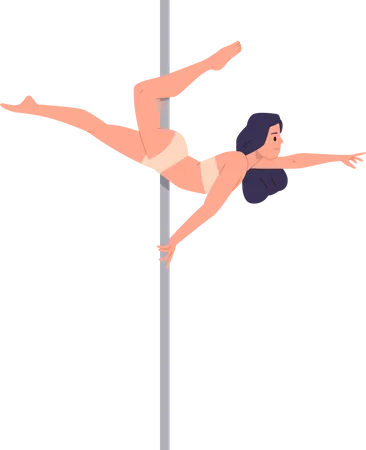 Pole dancer exercising on pylon  Illustration