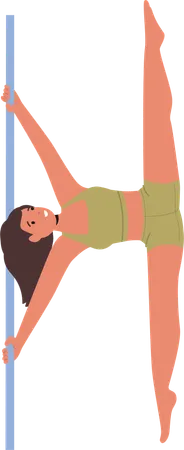 Pole Dancer Girl Combines Strength  Illustration