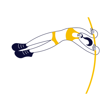 Pole vaulting athlete woman jumping  Illustration