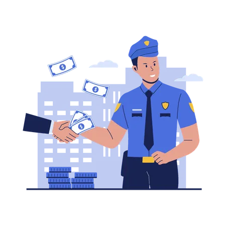 Police Accept Bribes Concept Vector Flat Illustration イラスト