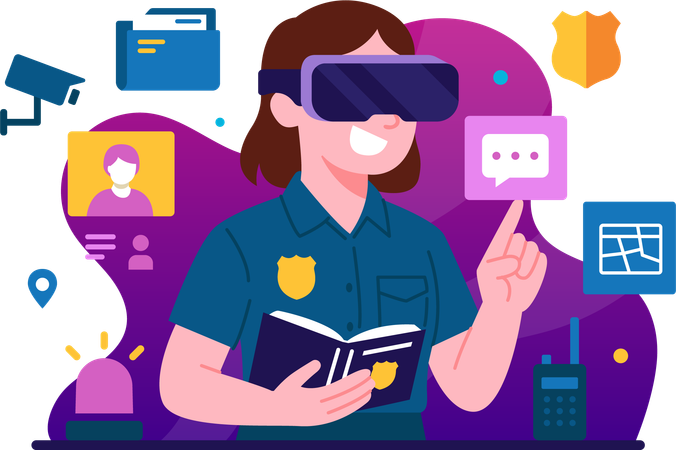 Police assisted by technology  Illustration