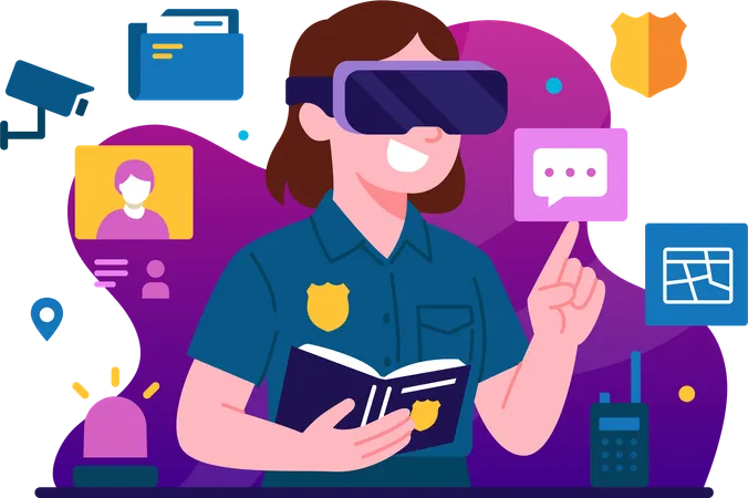 Police assisted by technology  Illustration