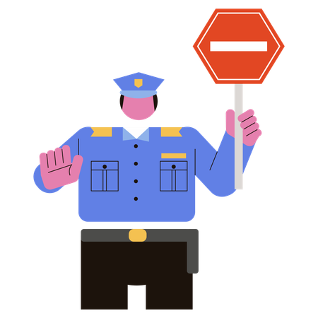 Police blocks the road  Illustration