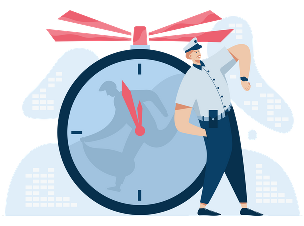 Police catching thief within time limit Illustration