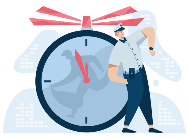 Police catching thief within time limit Illustration