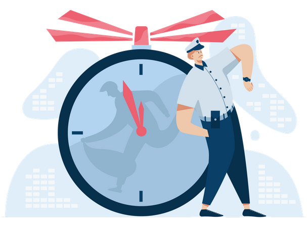 Police catching thief within time limit  Illustration