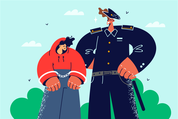 Police caught thief  Illustration