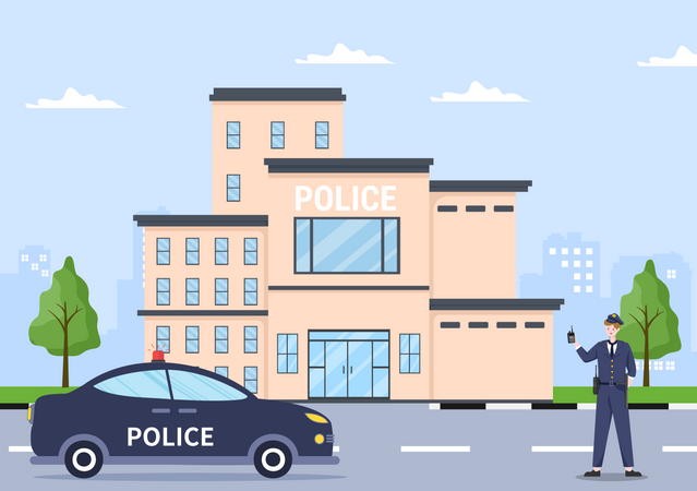 Police Department Building Illustration