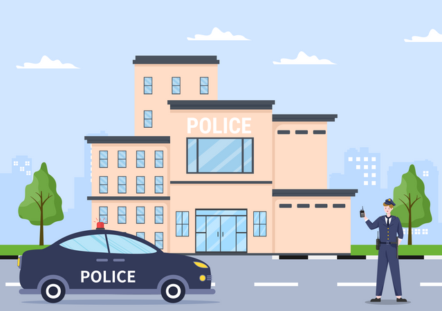 Police Department Building  Illustration