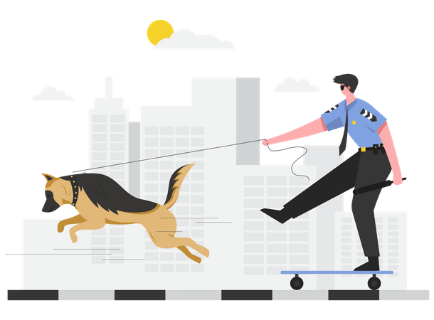 Police dog missions are issued to perform various duties Illustration