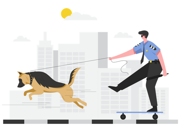 Police dog missions are issued to perform various duties  Illustration