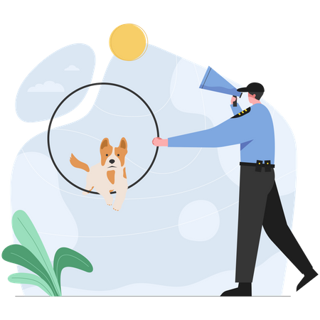 Police dog training Illustration