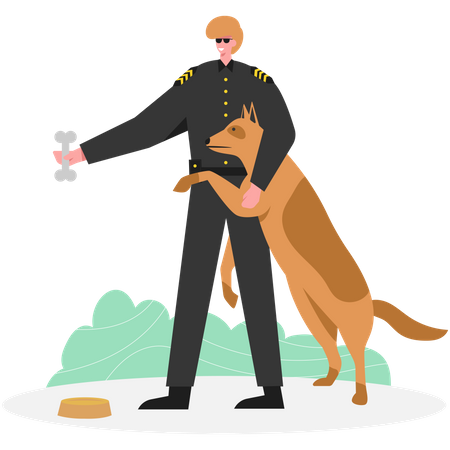 Police dog training  Illustration