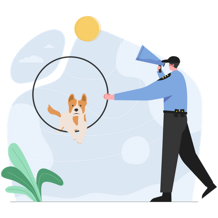 Police dog training  Illustration