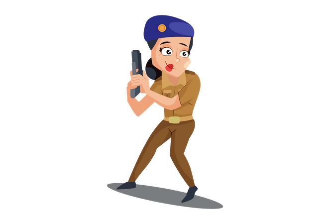 Police indienne avec arme de service  Illustration