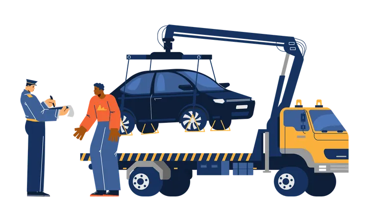 Police issues fine to car owner for improper parking  Illustration