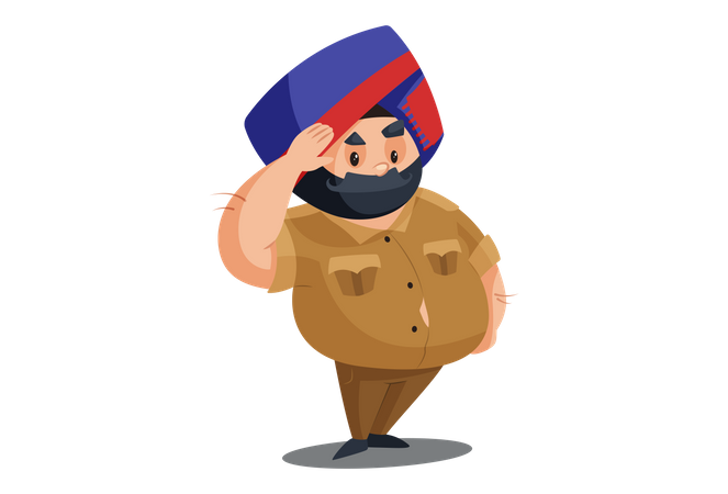 Police man is giving salute  Illustration