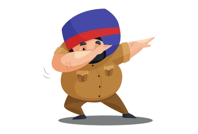 Police man making dab style  Illustration