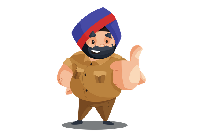 Police man with thumb-up sign Illustration