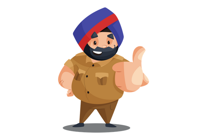 Police man with thumb-up sign  Illustration