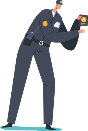 Police office showing police badge  Illustration