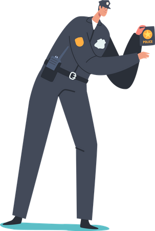 Police office showing police badge Illustration
