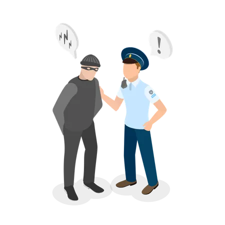 Police Officer Caught Robber  Illustration