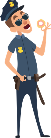 Police officer eating donut  Illustration