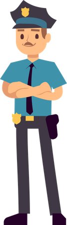 Police officer folding hands and standing confidently  Illustration