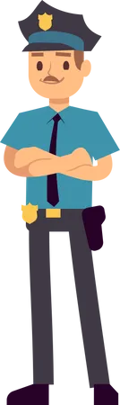 Police officer folding hands and standing confidently  Illustration