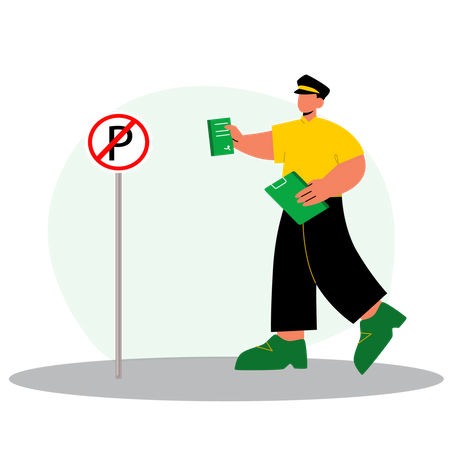 Police officer giving Parking fine  Illustration