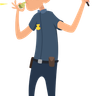 illustration police officer holding baton