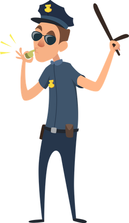 Police officer holding baton  Illustration