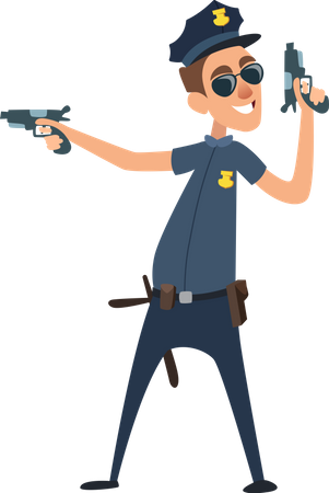 Police Officer holding gun Illustration