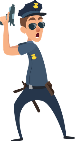 Police Officer holding gun  Illustration