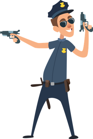 Police Officer holding gun  Illustration