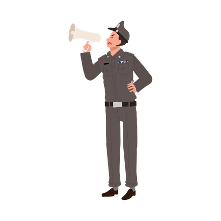 Police officer is announcing important news  Illustration