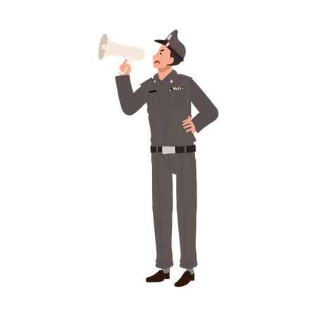 Police officer is announcing important news  Illustration
