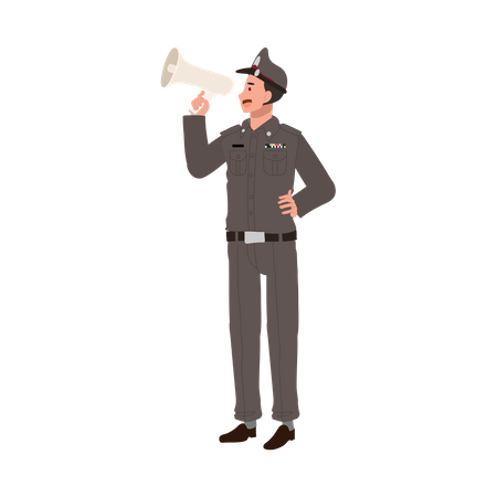 Police officer is announcing important news  Illustration