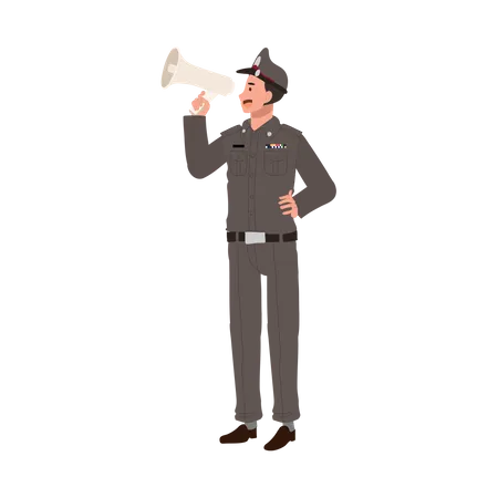 Police officer is announcing important news  Illustration