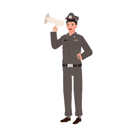 Police officer is announcing important news  Illustration