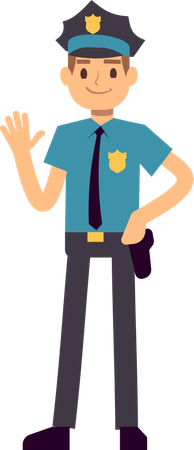 Police officer standing and waving hand  Illustration