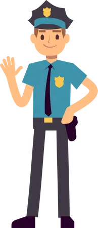 Police officer standing and waving hand  Illustration
