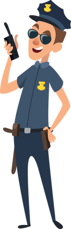 Police Officer talking on walkie talkie  Illustration