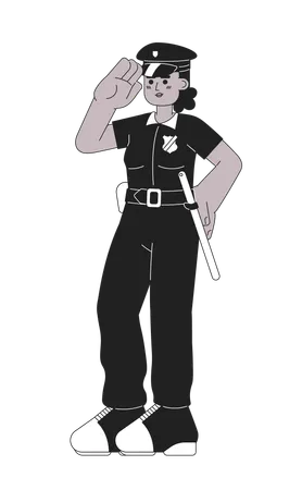 Police officer woman saluting  Illustration